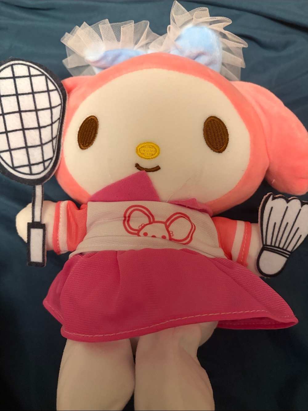 Sanrio My Melody Plush in Pink and Cream with Tennis Accessories